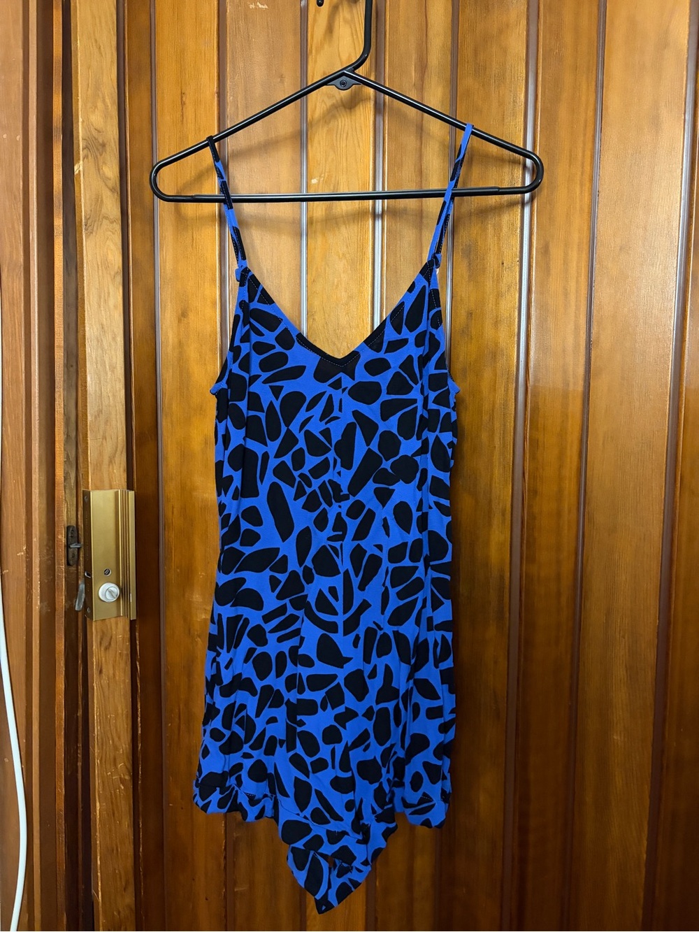 Ava Sky Blue and Black Abstract Slip Romper